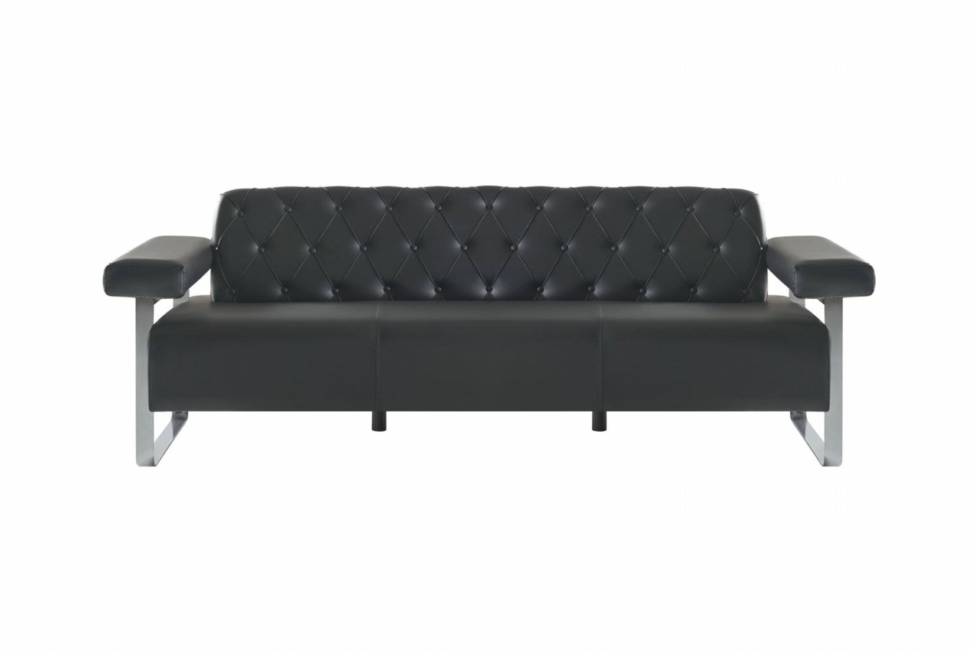 Chesterfield Design 3-Sitzer Sofa Schwarz Einfarbig Modern Design Stil