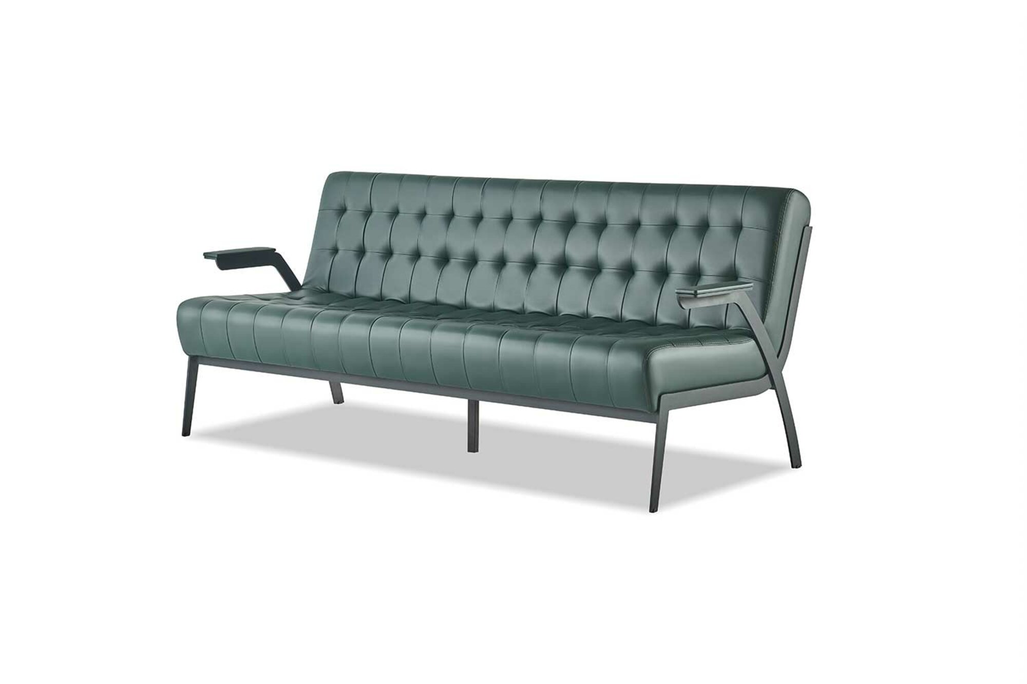 Sofa 3-Sitzer Grün Ledersofa Modern Dreisitzig Chesterfield Leder Edelstahl