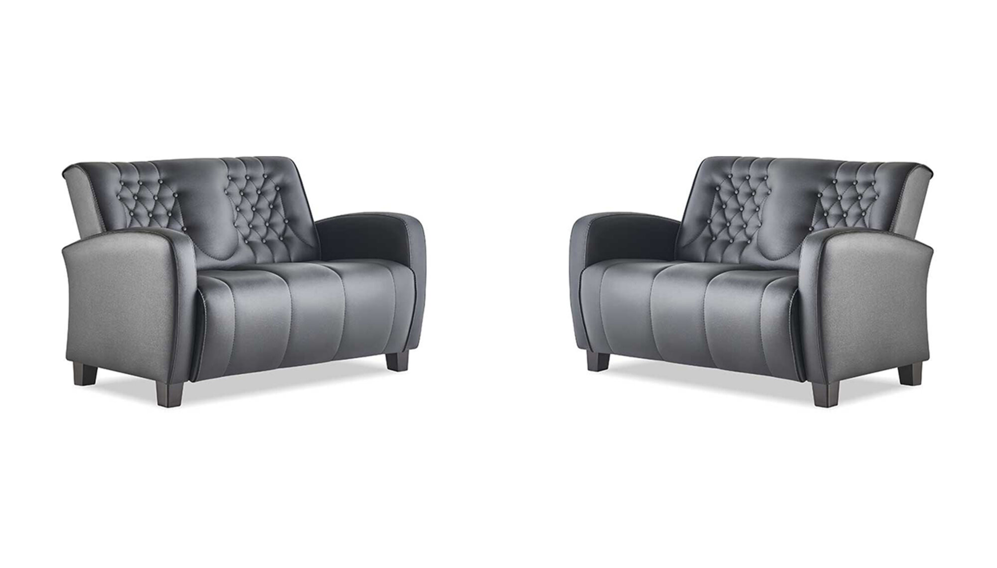 Sitzmöbel-Set Chesterfield Knöpfe 2-Sitzer Sofas Modern Schwarz Holz