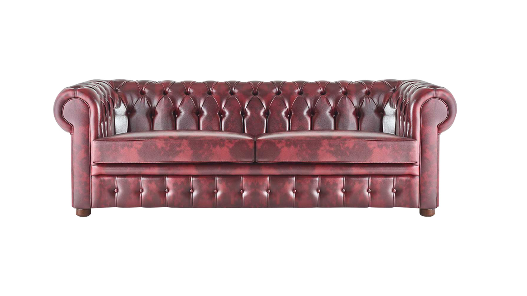 Sofa 3-Sitzer Bordeaux Chesterfield Knöpfen Klassisch Ledersofa Couch