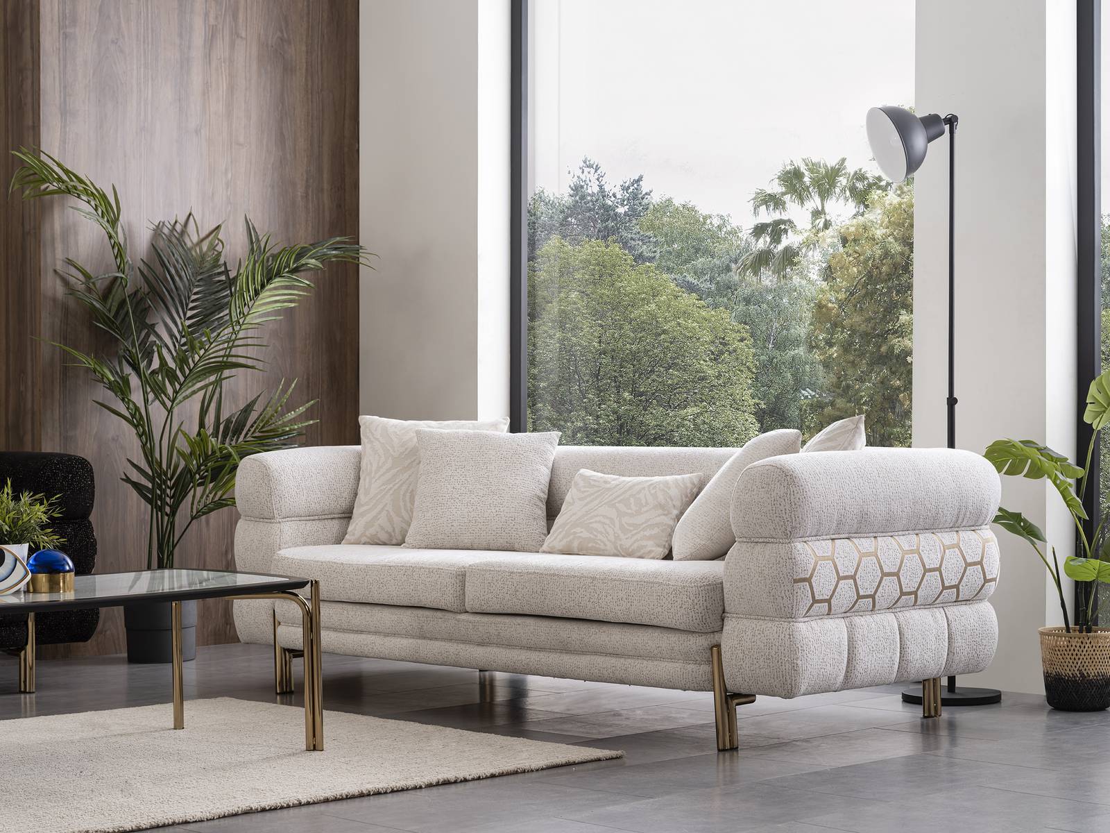 Weißer Dreisitzer Luxus 3-Sitzer Wohnzimmer Designer Sitzmöbel Sofas Sofort