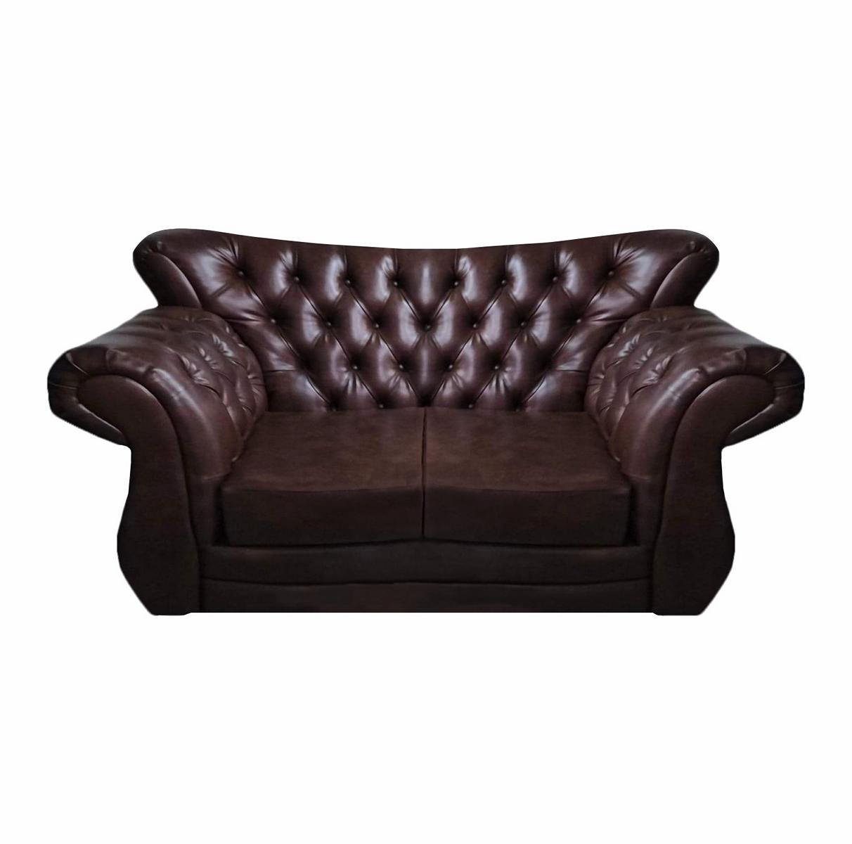 Chesterfield Luxus Sofa Couch Zweisitzer Braun Leder Sofas Wohnzimmer