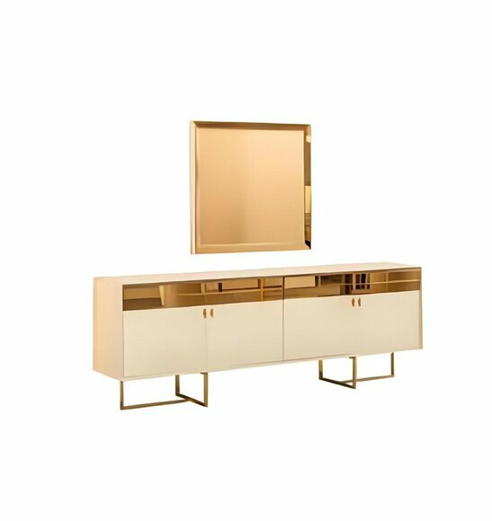 Goldene Wohnzimmer Anrichte Luxuriöse Holz Kommode Designer Sideboard