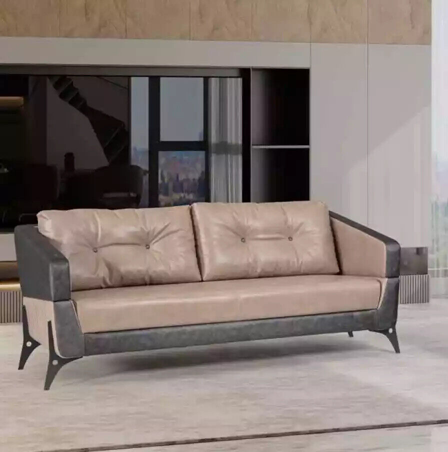 Dreisitzer Sofa Luxus Möbel Arbeitszimmer Polster Stoff Büromöbel