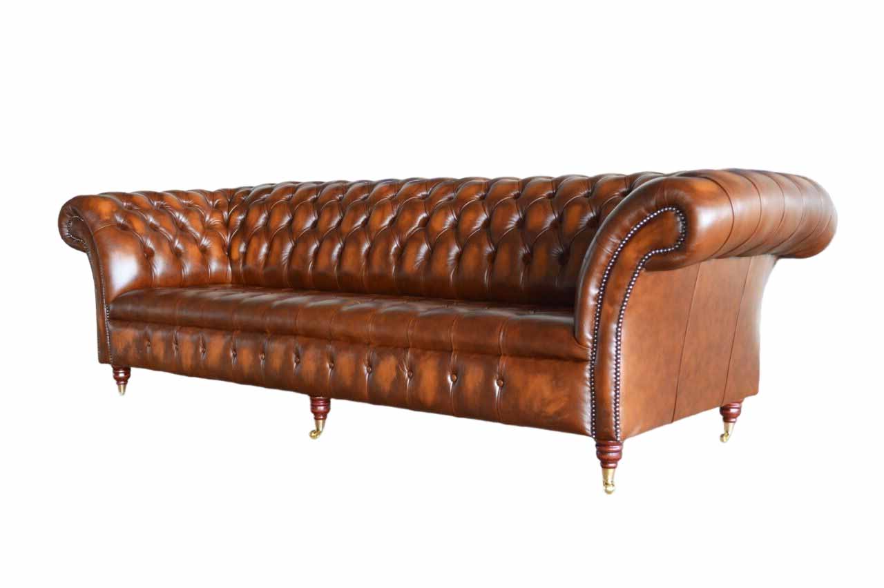 Sofa 4 Sitzer Chesterfield Design Luxus Sofa Polster Couch Neu Braun