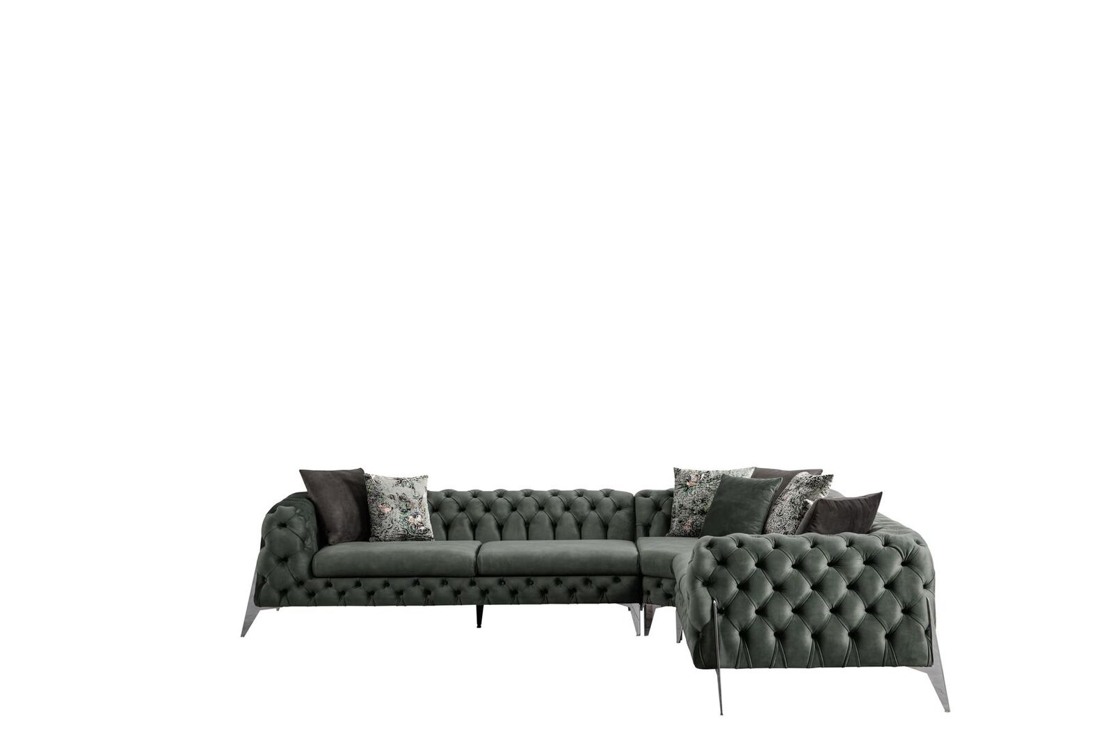 Grünes Wohnzimmer Sofa Polstersofas Designer Ecksofa L-Form Luxus Möbel