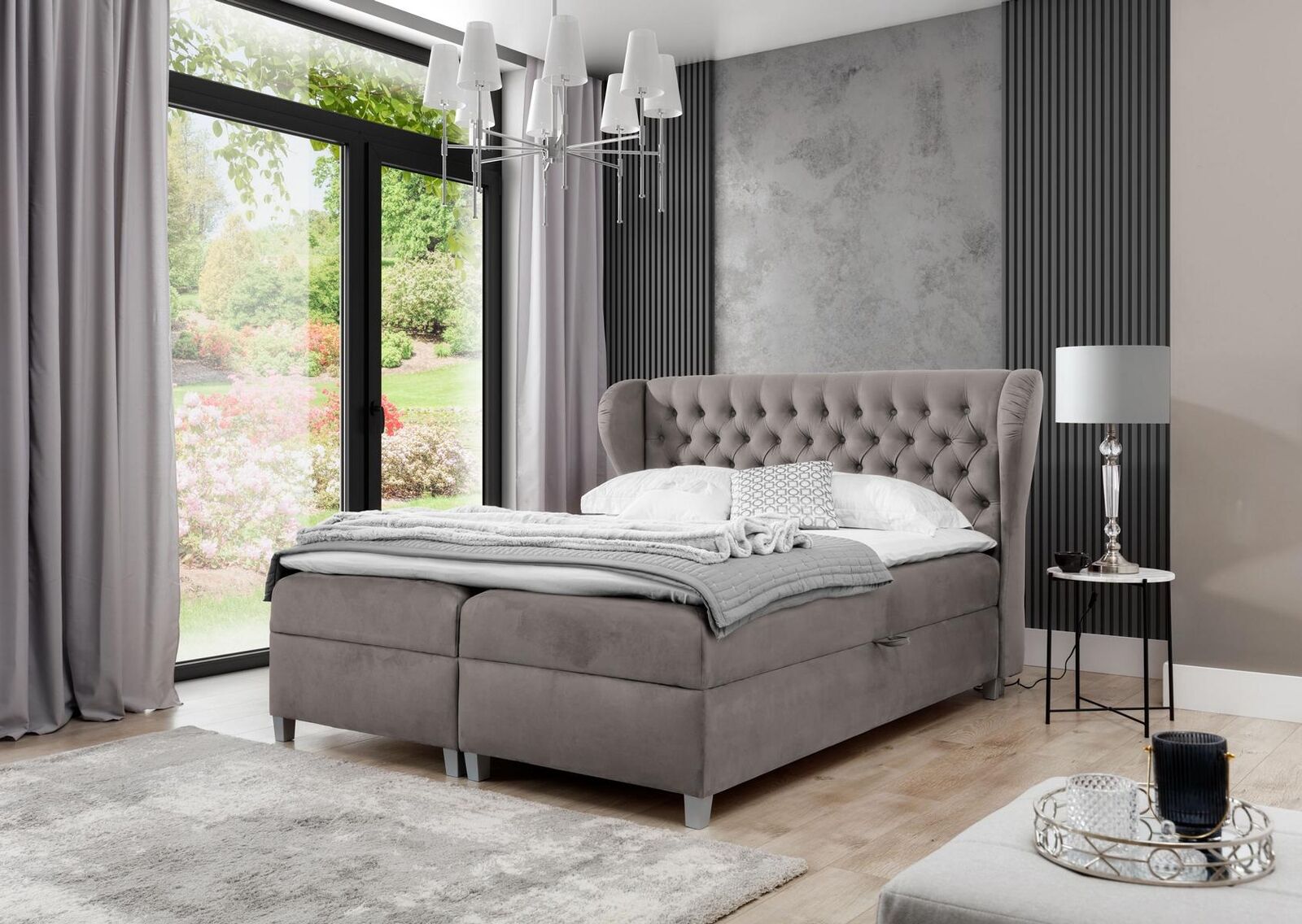 Chesterfield Boxspringbett Luxus Schlafzimmer Einrichtung Modern Polsterbett