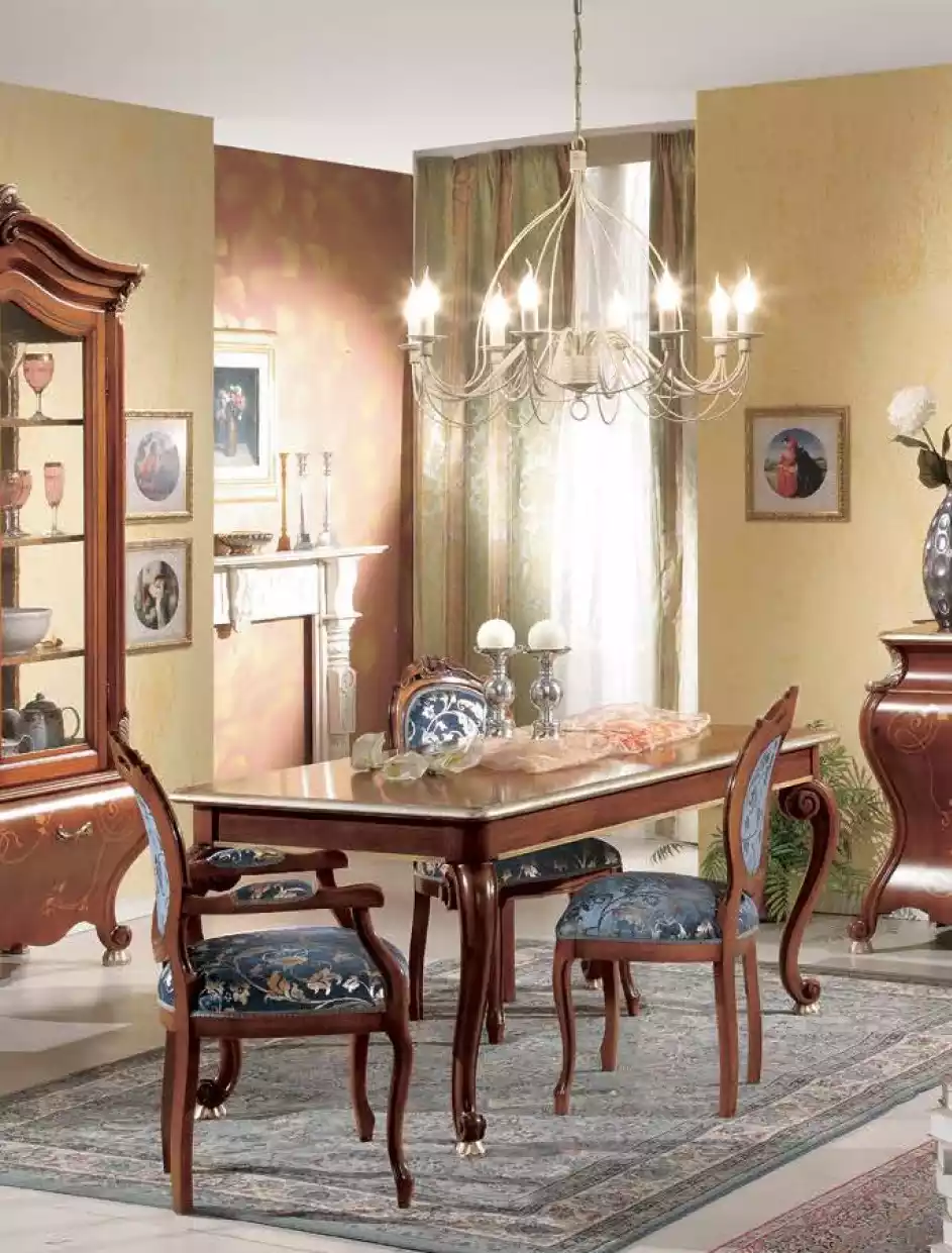 Klassischer Esszimmer Set Luxus Tisch 2x Armlehnenstühle Gruppe 5tlg