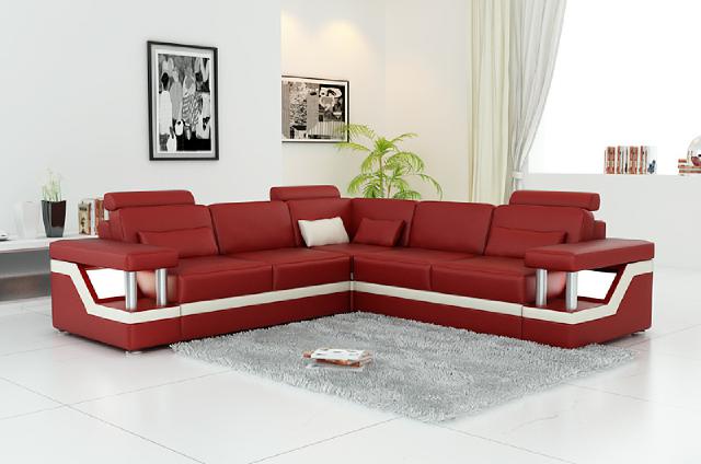 LEDERSOFA XXL WOHNLANDSCHAFT ECKCOUCH LEDER ECKSOFA ROT / WEIß GARNITUR SOFORT