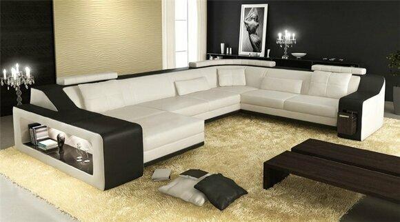 Ecksofa Sofa Wohnlandschaft U Form Polster Couch Ledersofa Sofas Ledersofas Neu