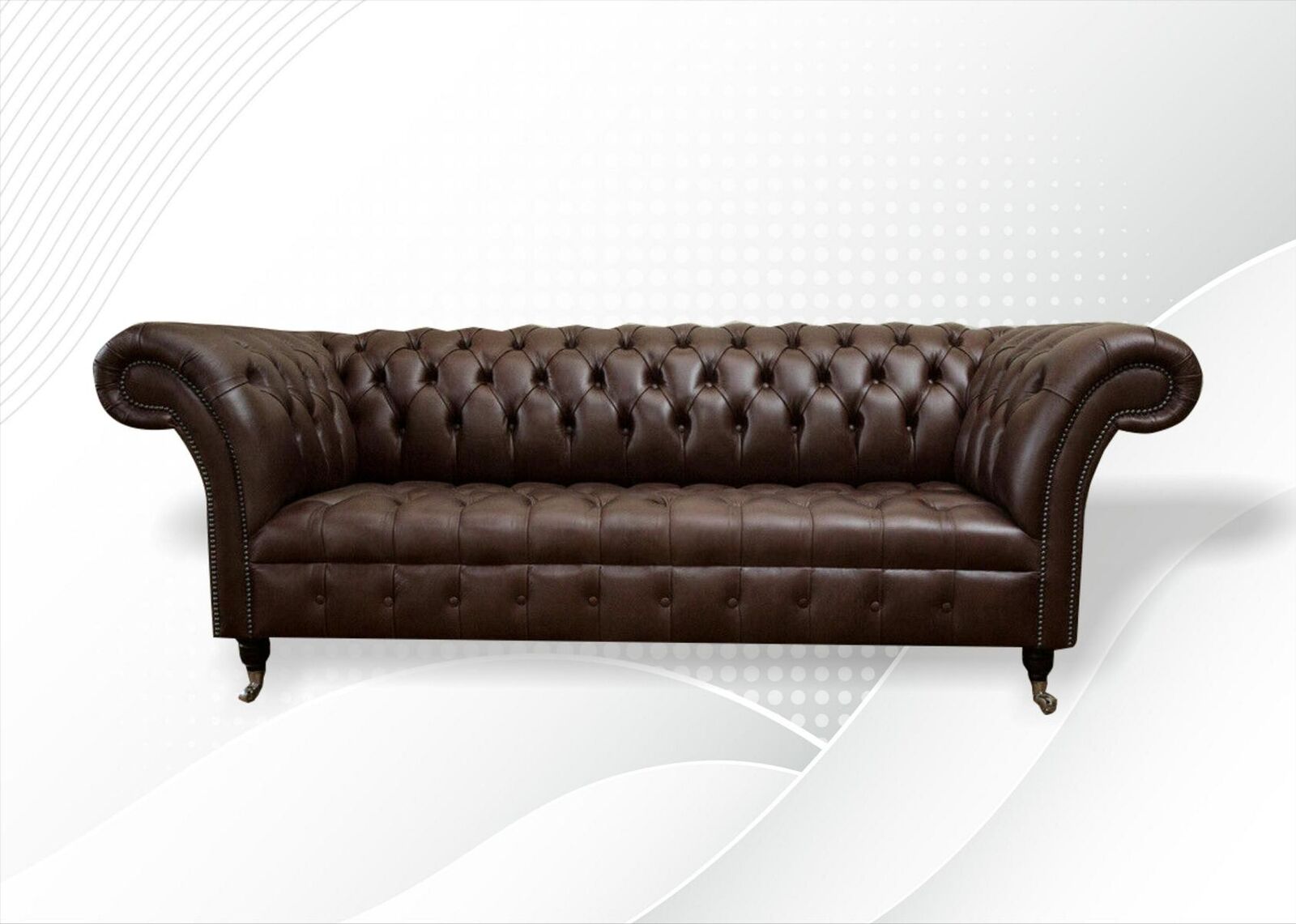 Chesterfield 3 Sitzer Leder Braune Sofa Couchen Möbel Luxus 100% Leder Sofort