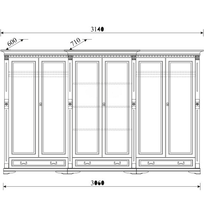 Klassische Schränke Schrank Schrankwand Kleiderschrank Massiv Kolonial