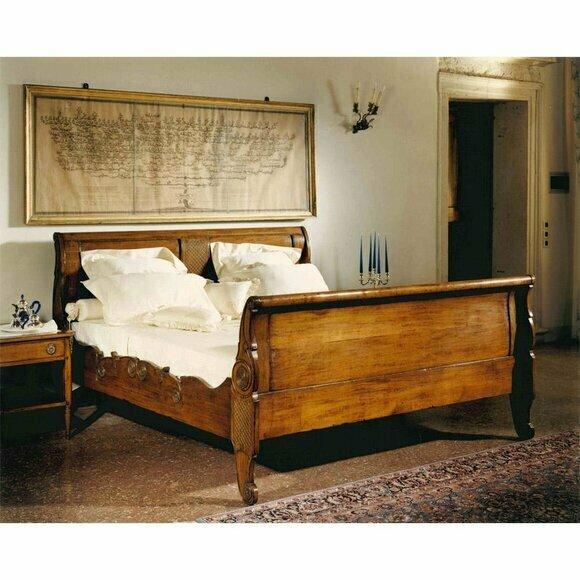 Bett Betten Doppelbett Schlafzimmer Holz Polster Braun Doppelbetten Italienische