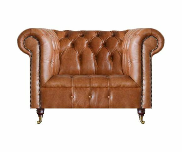 Hellbrauner Chesterfield Chefsessel Designer Wohnzimmer Edle Lehnsessel