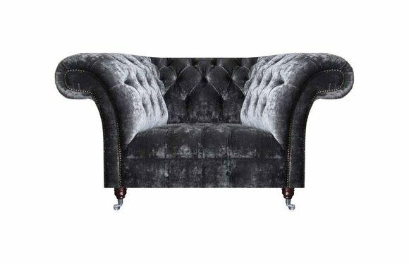 Luxuriöser Grauer Chesterfield Sessel Edler Polster Wohnzimmer Einsitzer