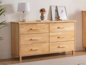 Luxuriöse Beige Kommode Schlafzimmer 6-Schubladen Holz Ablage Kommode