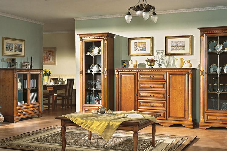 Wohnzimmer Set 4 Teilig Kommode Virtrine Sideboard Kolonial Stil Wohnwand Neu!