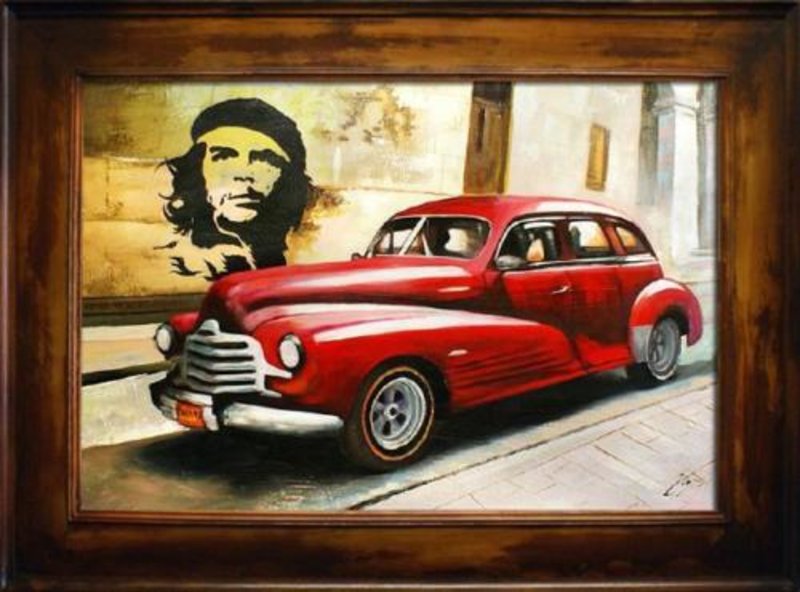 Oldtimer Auto Ölbild Bild Bilder Gemälde Ölbilder Mit Rahmen 82X112CM - G15950
