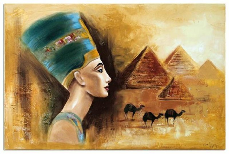 Ägypten Kleopatra Pyramiden Ölbild Gemälde Leinwand Ölbild Bild Bilder G02736