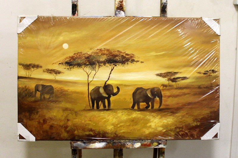 Afrika Handarbeit Keilrahmen Ölbilder Gemälde Leinwand Ölbild Bild Bilder G95464
