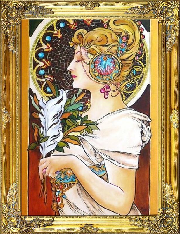 ALFONS MUCHA - ÖLBILD BILD ÖLGEMÄLDE GEMÄLDE MIT RAHMEN ECHTE GEMÄLDE G02783