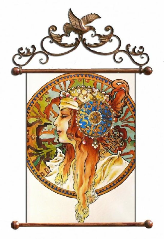 ALFONS MUCHA BILD BILDER ÖLBILD LEINWAND HANDARBEIT GESTELL 68x95 G02780