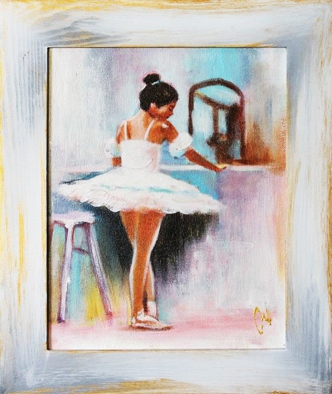 Ballett Tanz Schule Kind Echte Handarbeit Rahmen Öl Gemälde Bild Bilder