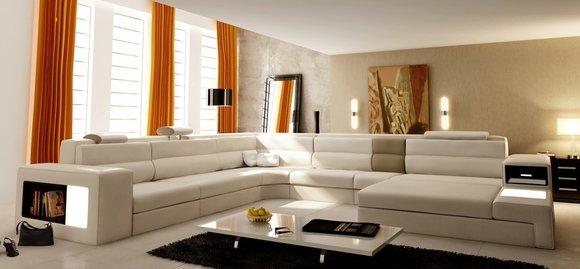 Ledersofa Couch Wohnlandschaft Ecksofa Eck Garnitur Design Modern Sofa B2006