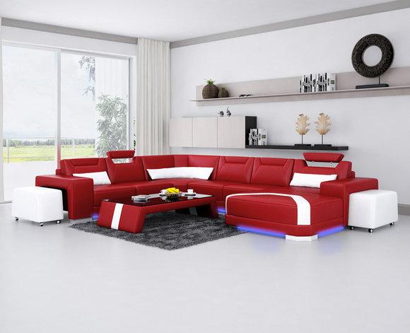 Ledersofa Couch Wohnlandschaft Ecksofa Eck Garnitur Design Modern Sofa Neu F3011