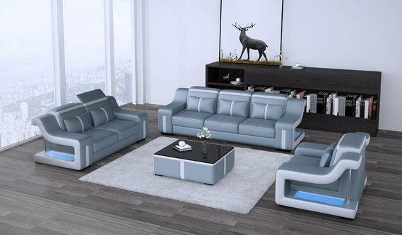 Leder Wohnzimmer Garnituren Couch Set Sofas Couchen Sofagarnitur