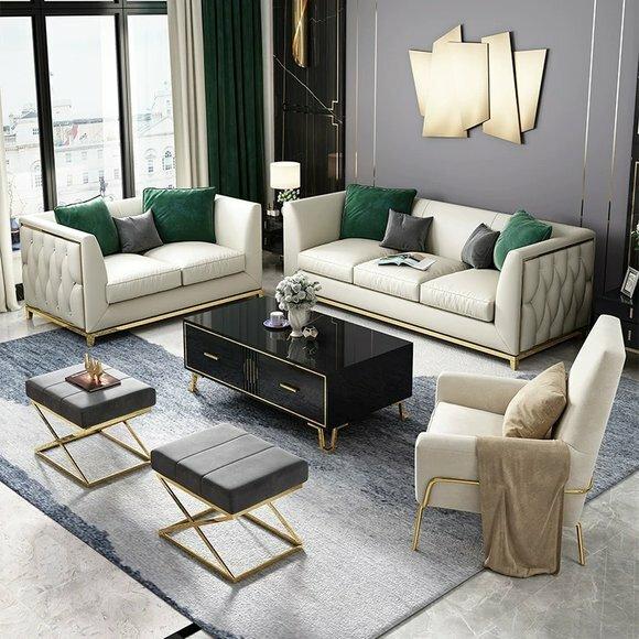 Zweisitzer Couch Polster Design Sofa 2er Sitz Sofas Zimmer Grau Chesterfield