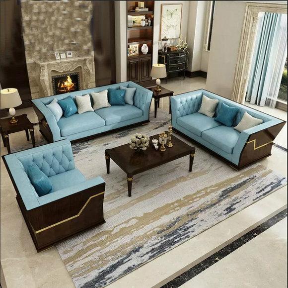 Dreisitzer Couch Polster Design Sofa 3er Sitz Sofas Zimmer Grau Chesterfield