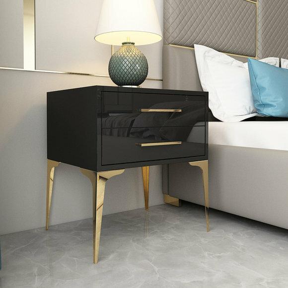 Design Nacht Tisch Konsole Beistell Schlaf Zimmer Metall Glanz Tische