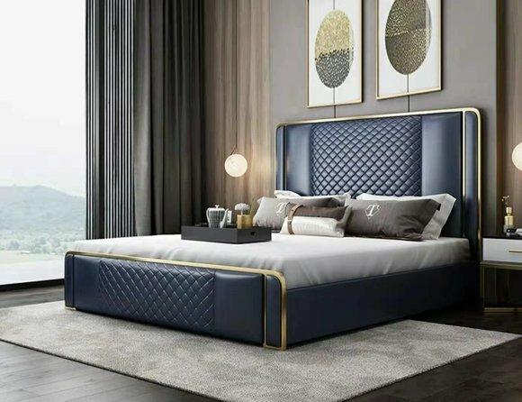 Designer Bett 180x200 Leder Hotel Metall Betten Doppel Ehe Schlaf Zimmer