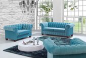 Chesterfield Stoff Design Couch Polster Sitz Garnitur Sofa 3+2+2 Sofas Garnitur