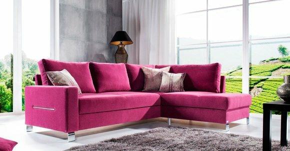 Design Ecksofa L-Form Sofa Couch Polster Schlafsofa Textil Bettfunktion