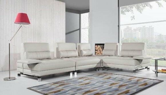 Ecksofa Wohnlandschaft Polster Eck Sofa Sitz Garnitur Moderne 100% Leder