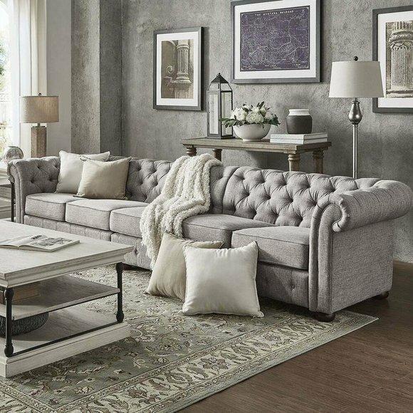 Chesterfield Wohnzimmer Polster Möbel Sofa Couch Fünfsitzer Textil