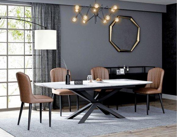 Esszimmer Design Möbel Stuhlgruppe Tisch + 4 Lehn Stühle 5 tlg. Set Garnitur