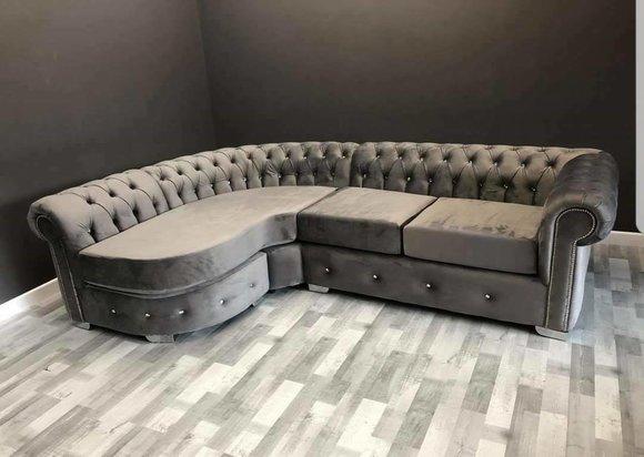 Klassische Wohnzimmer Couch Chesterfield Polster Sitz Garnitur Eck Gruppe