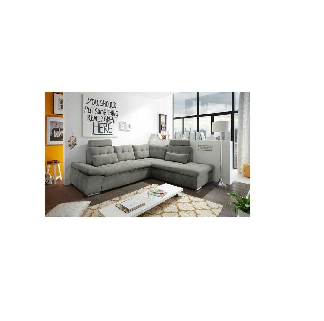 Design Ecksofa L-Form Sofa Couch Polster Schlafsofa Textil Bettfunktion