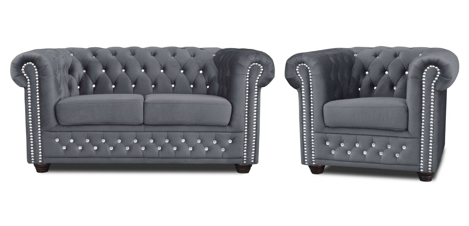 Chesterfield Sofagarnitur 2+1 Sitzer Design Couch Polster Sofa Garnitur Set Neu