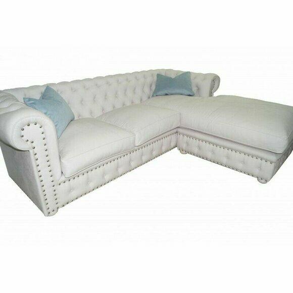 Sofa Samt Ecksofa Chesterfield Textil Stoff Eckcouch Polster Couch Eckgarnitur