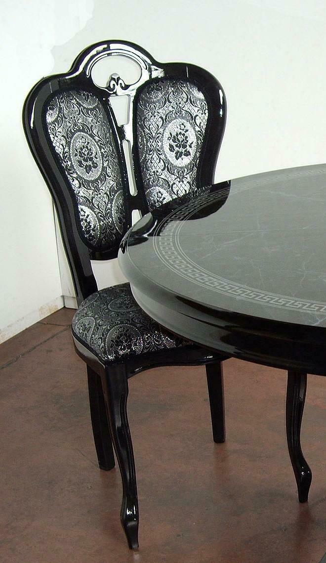 Stuhl Schwarz Silber Design Wohnzimmer Esszimmer Holz Stühle Polster