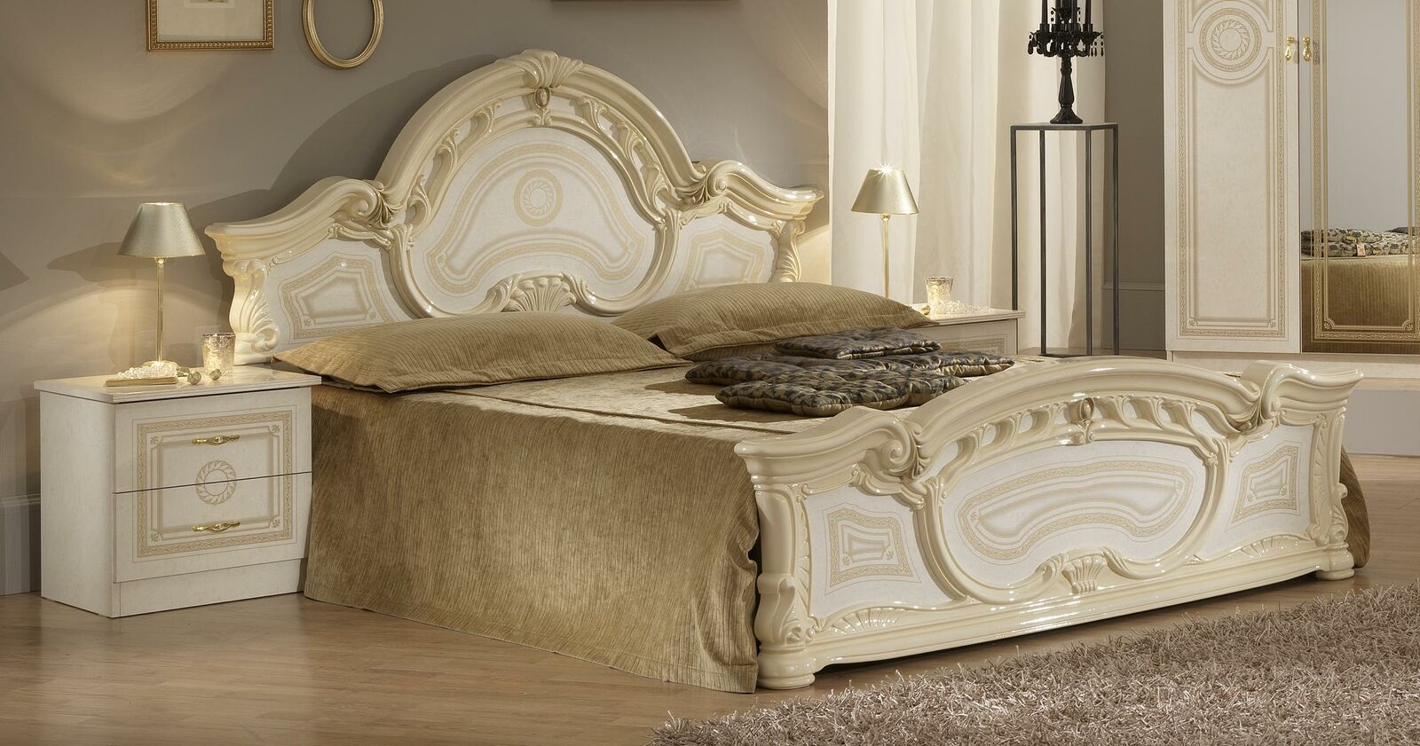 Hochwertiges Luxus Bett Polster Betten Design Doppel Holz Ehe 160x200cm Neu