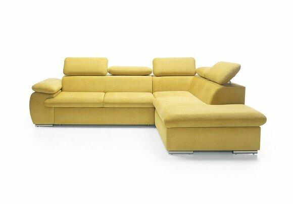 Design Ecksofa L-Form Sofa Couch Polster Schlafsofa Textil Bettfunktion