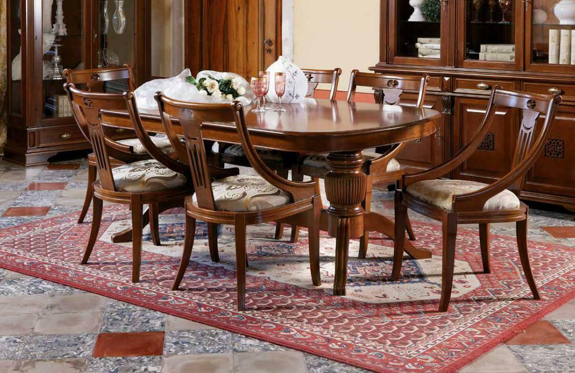 Esstisch + 6 Stühle Esszimmer Set Essgruppe Klassischer Tisch 7tlg Set Stuhl Massivholz