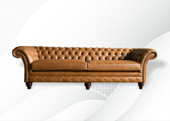 Chesterfield Sofa Braun xxl Big Leder Wohnzimmer Möbel 4 sitzer Braun