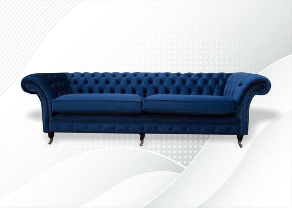 Blaue xxl Big Sofa Couch Chesterfield 265cm Polster Sofas 4 Sitzer