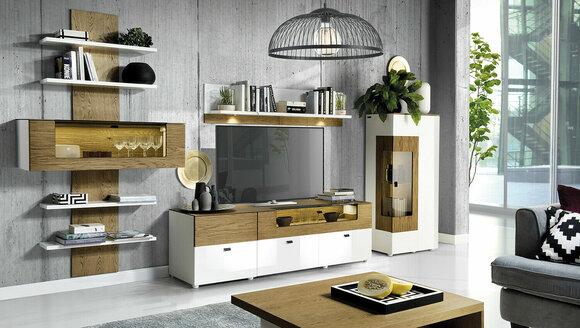 Set Modern Wohnwand Vitrinen Regal Schrank Wohnzimmer Barock Stil